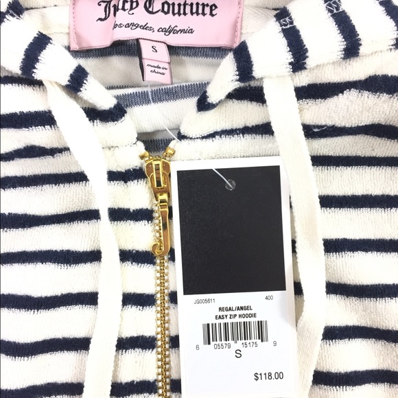 Juicy Couture S Striped Easy Zip Up Hoodie - Picture 2 of 8